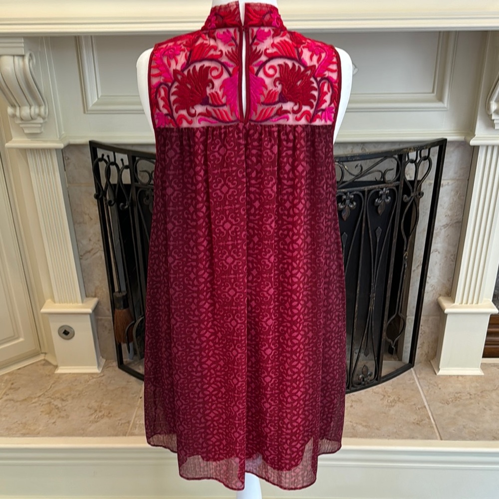 Arms Red Embroidered Mini Dress - Picture 5 of 10